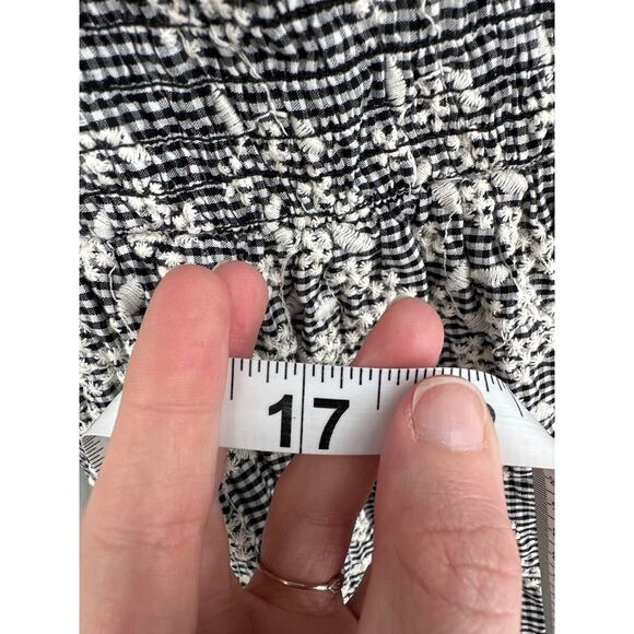 Zara Dress Women Medium Black Mini Gingham Plaid Floral Halter Open Back Cottage - Picture 9 of 9